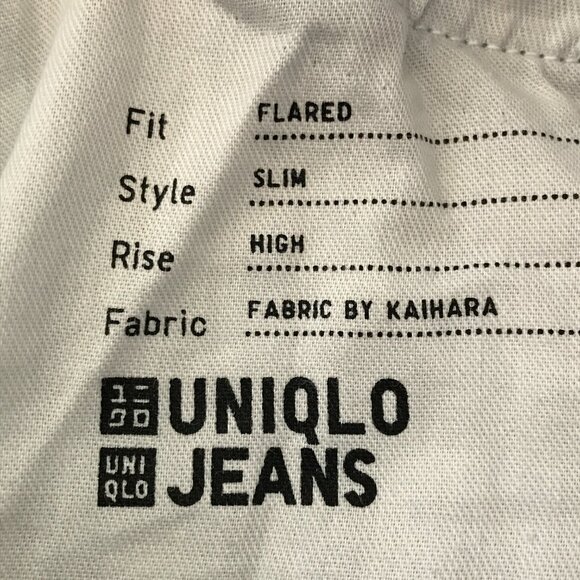 Uniqlo Flared Slim Jeans Women 29 Blue High Rise Kaihara Fabric Medium Wash - Picture 4 of 13